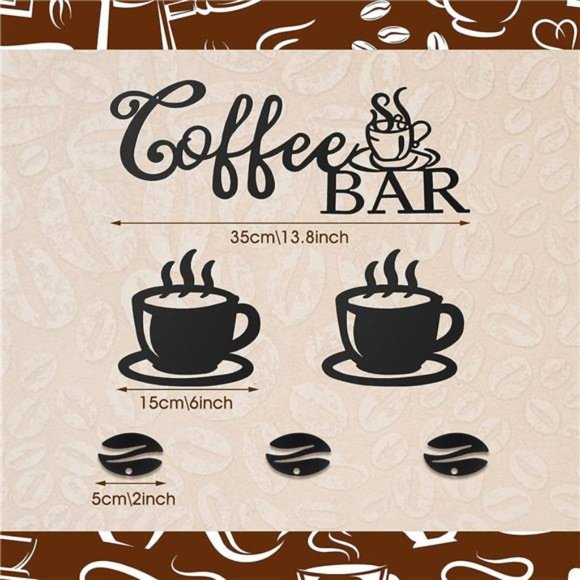 Metal Rustic Hanging Wall Decor Coffee Signs for Coffee Bar Metal Coffee WallArt - Picture 3 of 6